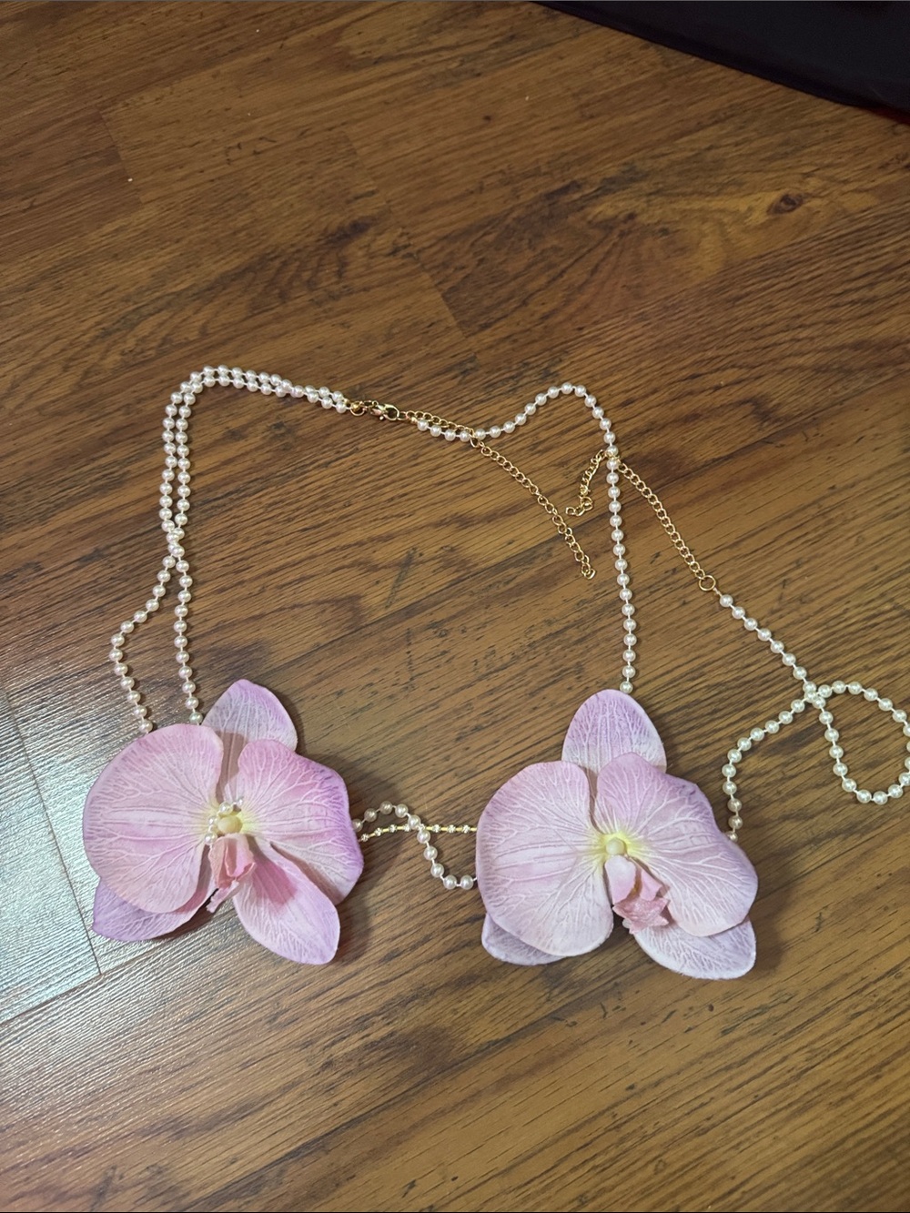 Pink Floral Pearl Bra
